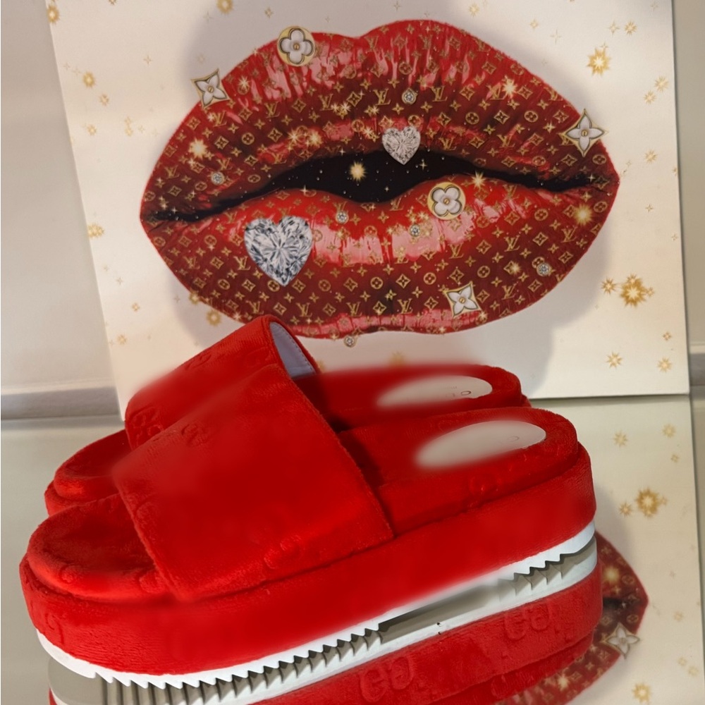Red Slide Sandals